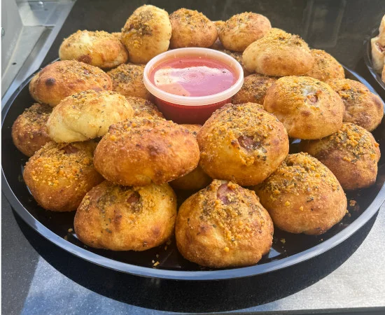 Christos Pizza Bite Platter with marinara sauce